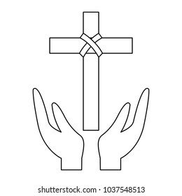 Hands Praying Sacred Cross Christianity Vector Stock Vector (Royalty ...