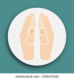 hands praying vector illustration with colored skin on flat style