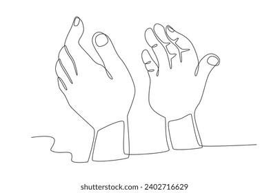 Hands prepare to applaud. Applause one-line drawing