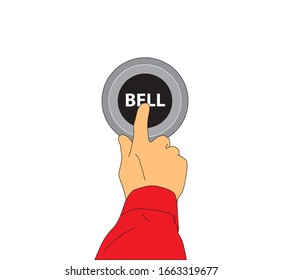 hands press button  vector color illustration  white backgroundbell