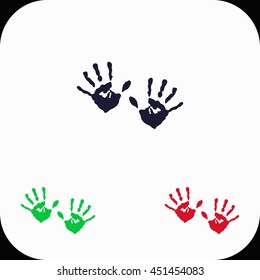 Hands print Illustration set. Blue, green, red icon.