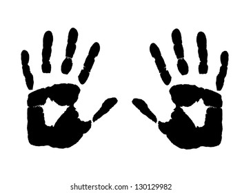 Hands  print on white background, vector illustration