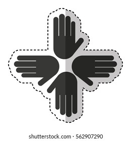 hands print paint around vector illustration design