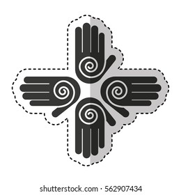 hands print paint around vector illustration design