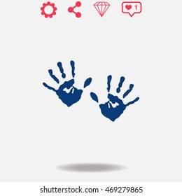 Hands print vector icon on white background.