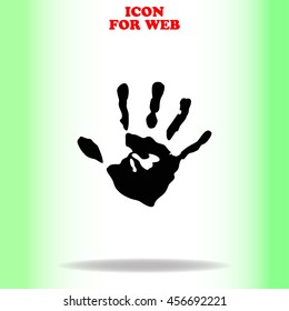 Hands print web icon. Black illustration on white background