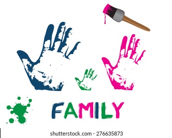 Hands prints of parents and child
