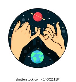 Hands Promise on space vector