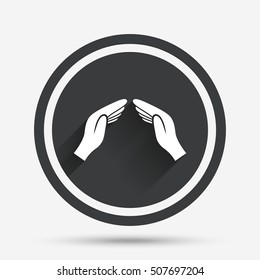Hands protect cover sign icon. Insurance symbol.