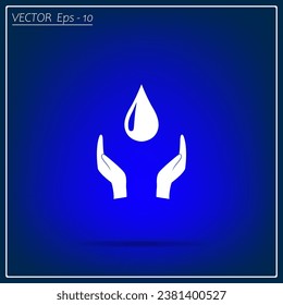 Hands protect cover water drop symbol. 