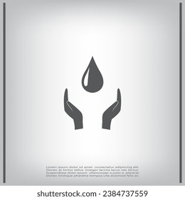 Hands protect cover water drop symbol. 