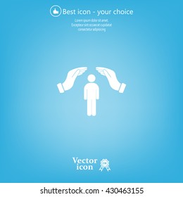 Hands protect man symbol.