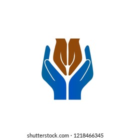 Hands to protect people symbol
