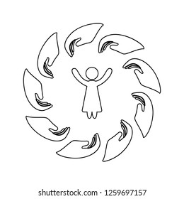 Hands protect the person icon. Element of insurance for mobile concept and web apps icon. Thin line icon for website design and development, app development