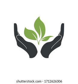 Hands Protect Plant Symbol Ecology Simple Stock Vector (Royalty Free ...