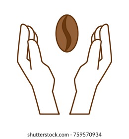 hands protected coffee seed isolated icon