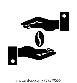 hands protected coffee seed isolated icon