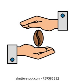 hands protected coffee seed isolated icon