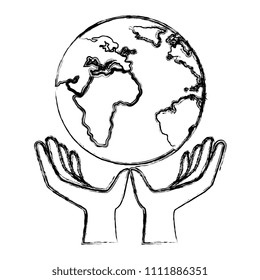 hands protected the planet earth ecology