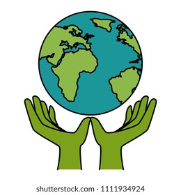 hands protected the planet earth ecology