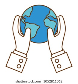 hands protected world planet earth icon