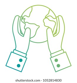 hands protected world planet earth icon