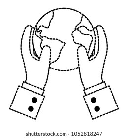 hands protected world planet earth icon