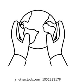 hands protected world planet earth icon