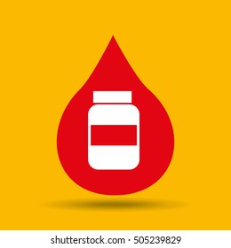 hands protecting medicine bottle capsule icon vector illustration