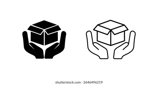 Hands Protecting a Package Illustrative Icon for Secure Delivery.