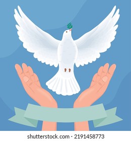 hands protecting peace dove poster