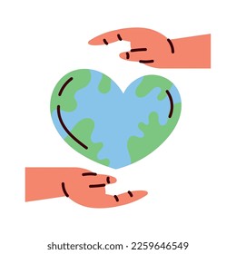 hands protecting planet earth heart icon