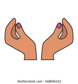 hands in protecting position  icon image vector illustration design 