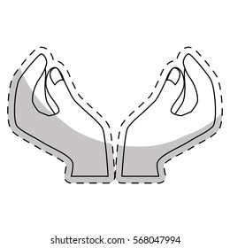 hands in protecting position  icon image vector illustration design 