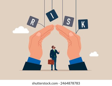 Hands protects against risk. Protection, safety, protection Idea. Vector illustration