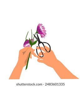 manos podar tallos de flores sin fondo