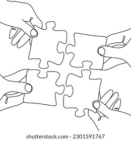 hands put puzzle pieces together