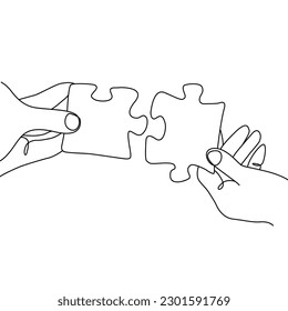hands put puzzle pieces