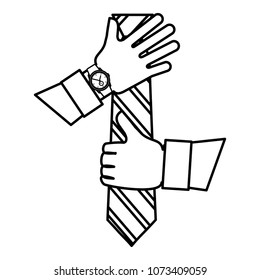 hands putting elegant tie icon