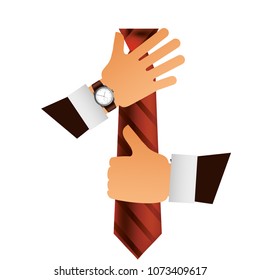 hands putting elegant tie icon