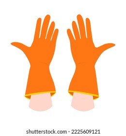 Hands putting on protective gloves.  Precaution icon. Vector illustration flat design. Isolated on white background.