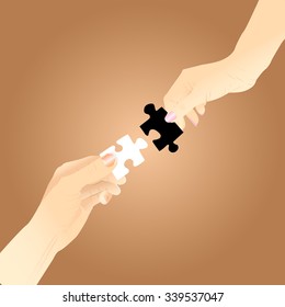 hands and puzzle