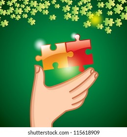 Hands and puzzle  Business concept