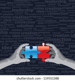 Hands and puzzle. Business concept