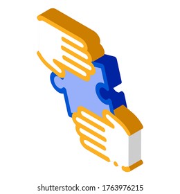 Hands Puzzle Icon Vector. Isometric Hands Puzzle sign. color isolated symbol illustration