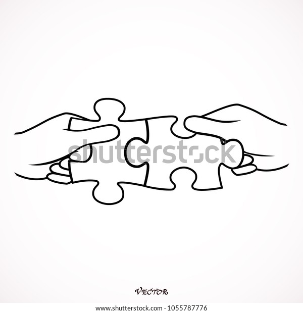 Hands Puzzle Pieces Stock Vector (Royalty Free) 1055787776