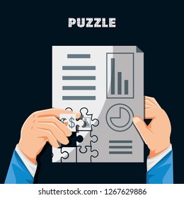 hands with puzzle pieces in shape statistical report