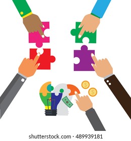 Hands and puzzle, unity conceptual