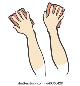 Hands and Rags isolated Sketch, hand drawn vector sketch.