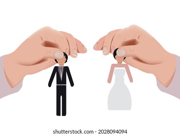 hands raise join groom and bride ceremony